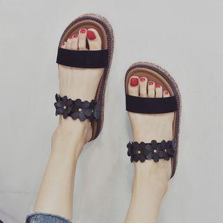 Floral Strap Platform Slide Sandals