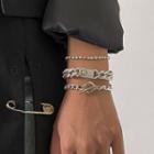 Set Of 3: Layered Rhinestone Chain Bracelet