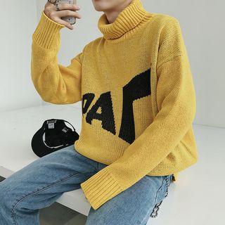 Turtleneck Letter Print Sweater