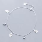 925 Sterling Silver Leaf Anklet S925 Silver - Silver - One Size