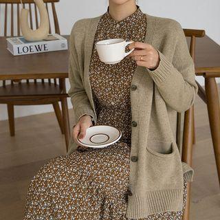 Dual-pocket Woolen Cardigan