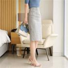 Tall Size Gingham Pencil Skirt