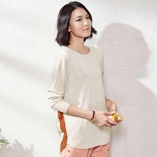 Wool Blend Contrast-color Knit Top