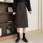 Midi A-line Woolen Skirt