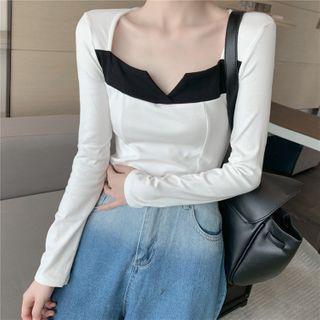 Color Panel Long-sleeve Top