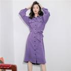 Tie Waist Pocket Detail Shirt Dress