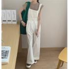 Plain Wide Leg Jumper Pants White - One Size
