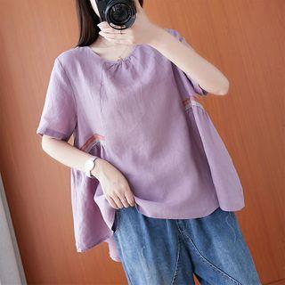 Plain Round-neck T Shirt As Shown In Figure - F