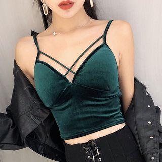 Padded Strappy Velvet Top