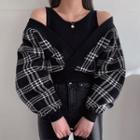 Inset Tank Top Cropped Plaid Sweater