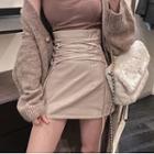 High-waist Faux Leather Lace-up Mini Skirt