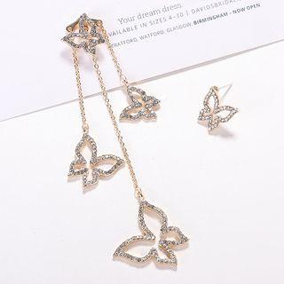 Non-matching Rhinestone Butterfly Drop Earring