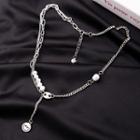 Faux Pearl Smiley Face Necklace 1 Pc - Silver - One Size