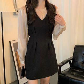 Puff-sleeve Blouse / Sleeveless Mini Dress