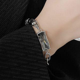 Faux Gemstone Stainless Steel Bracelet Black - One Size