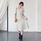 Short-sleeve Pattern Long Dress