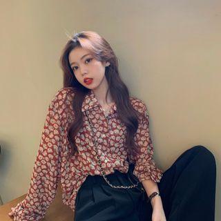 Floral Print Shirt Red & Almond - One Size