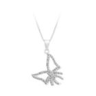 925 Sterling Silver Bow Pendant With White Cubic Zircon And Necklace