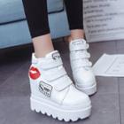 Platform Hidden-wedge Applique Velcro Sneakers