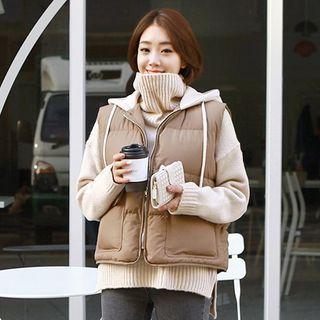 Hooded Padded Shell Vest Brown - One Size