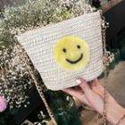 Smiley Woven Straw Chained Shoulder Bag
