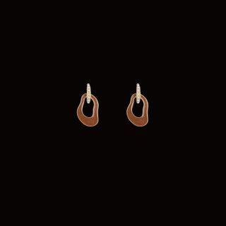 Irregular Glaze Hoop Dangle Earring 1 Pair - Earring - Brown - One Size