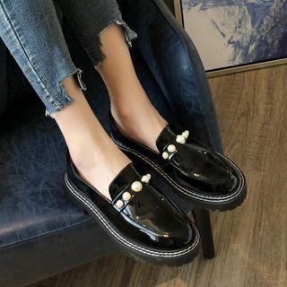 Faux-pearl Platform Loafers
