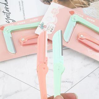 Set: Foldable Eyebrow Razor Set Of 2 - Pink & Green - One Size
