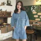 3/4-sleeve Denim Playsuit
