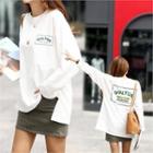 Letter Print Dip-back T-shirt