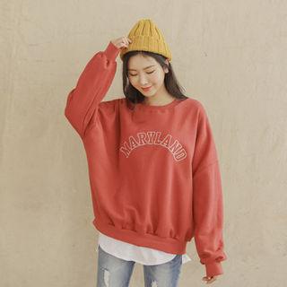 Dolman-sleeve Embroidered Oversized Sweatshirt