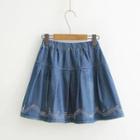 Embroidery A-line Denim Skirt