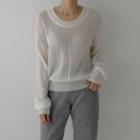 Extra Long-sleeve Fluffy Knit Top