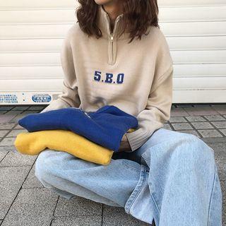 Half Zip Lettering Sweater