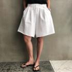 Drawcord-waist Wide-leg Sweatshorts