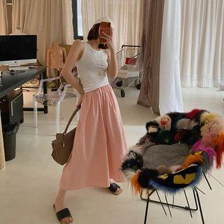 Plain Drawstring-waist Culottes