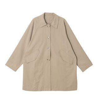 Single-breasted Long Trench Jacket Khaki - One Size