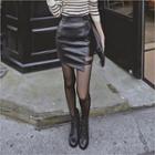 Cutout-detail Faux-leather Mini Skirt