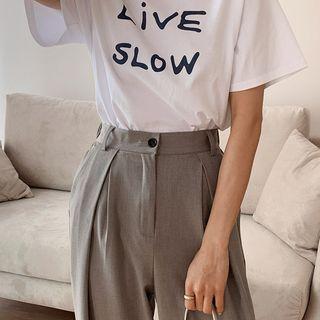 Live Slow Cotton T-shirt Ivory - One Size