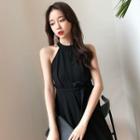 Keyhole Front Halter Jumpsuit