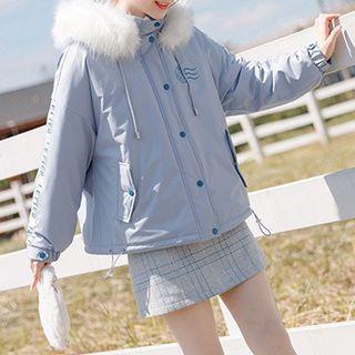 Faux-fur Trim Hood Padded Parka