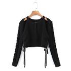 Cut-out Drawstring Cable Knit Sweater