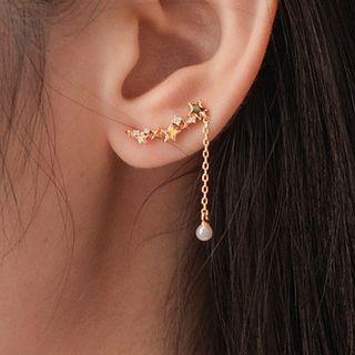 Sterling Silver Star Stud Earring 1 Pair - Gold - One Size