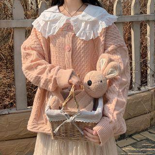 Knitted Loose-fit Fleece Cardigan