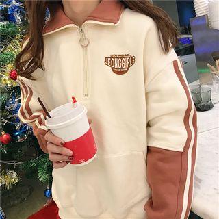 Zipped Front Color-block Top