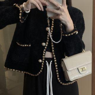 Embellished Button-up Jacket / Loose Fit Pants