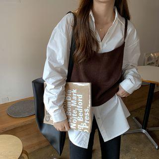 Spaghetti Strap Knit Cropped Top Brown - One Size