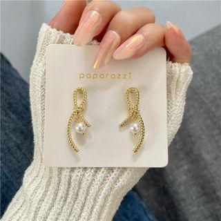 Faux Pearl Knot Stud Clip-on Earring