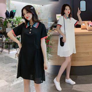 Short-sleeve Striped Collar Polo Dress