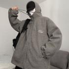 Quilted Hooded Zip Fleece Jacket
